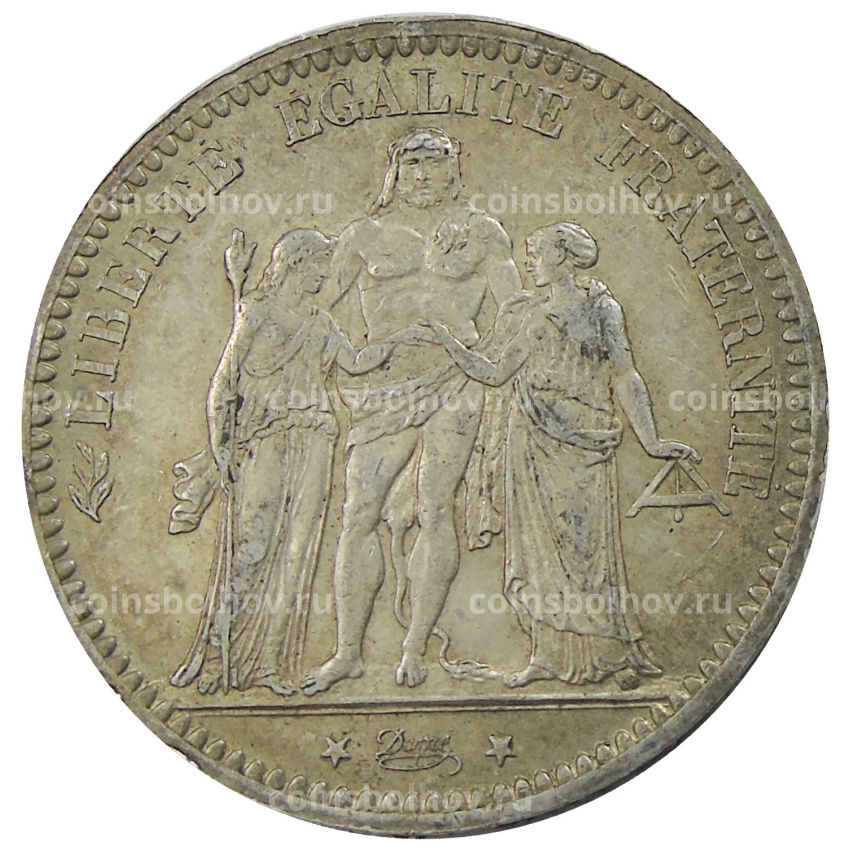 Монета 5 франков 1873 года Франция «Геркулес»