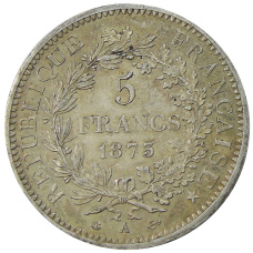 Монета 5 франков 1873 года Франция «Геркулес» (реверс)