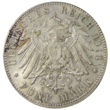 Монета 5 марок 1913 года F Германия (Вюртемберг) (реверс)