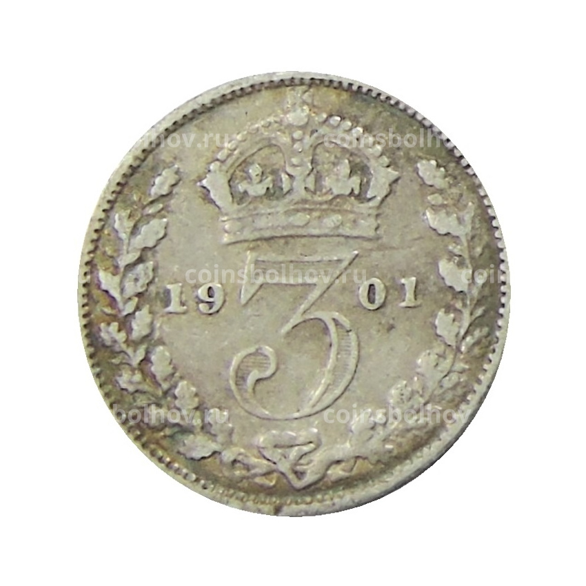 Монета 3 пенса 1901 года Великобритания