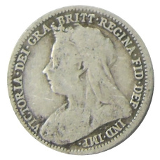 Монета 3 пенса 1900 года Великобритания (реверс)