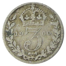 Монета 3 пенса 1900 года Великобритания (аверс)