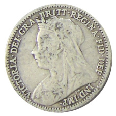 Монета 3 пенса 1900 года Великобритания (реверс)