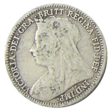 Монета 3 пенса 1900 года Великобритания (реверс)