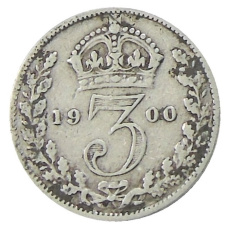 Монета 3 пенса 1900 года Великобритания (аверс)