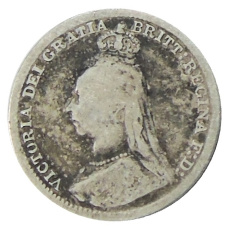 Монета 3 пенса 1891 года Великобритания (реверс)