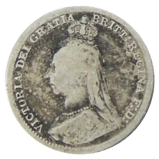 Монета 3 пенса 1891 года Великобритания (реверс)