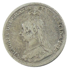 Монета 3 пенса 1891 года Великобритания (реверс)