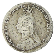 Монета 3 пенса 1890 года Великобритания (реверс)