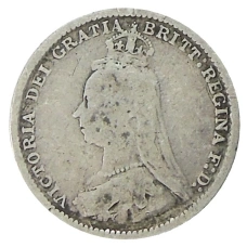 Монета 3 пенса 1889 года Великобритания (реверс)