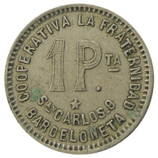 Монета 1 песета 1915 года Испания — Барселона (реверс)