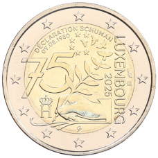 Монета 2 евро 2025 года Люксембург «75 лет Декларации Шумана» (аверс)
