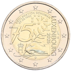 Монета 2 евро 2025 года Люксембург «75 лет Декларации Шумана» (аверс)
