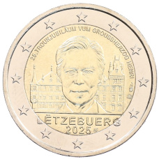 Монета 2 евро 2025 года Люксембург «25 лет со дня вступления на престол Великого герцога Анри» (аверс)