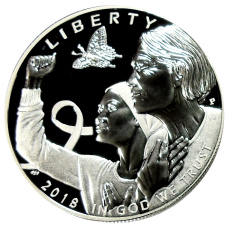 Монета 1 доллар 2018 года P США «Осведомленность о раке груди» (аверс)