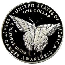 Монета 1 доллар 2018 года P США «Осведомленность о раке груди» (реверс)