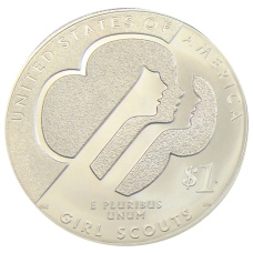 Монета 1 доллар 2013 года W США «100 лет движению девочек-скаутов в США» (реверс)