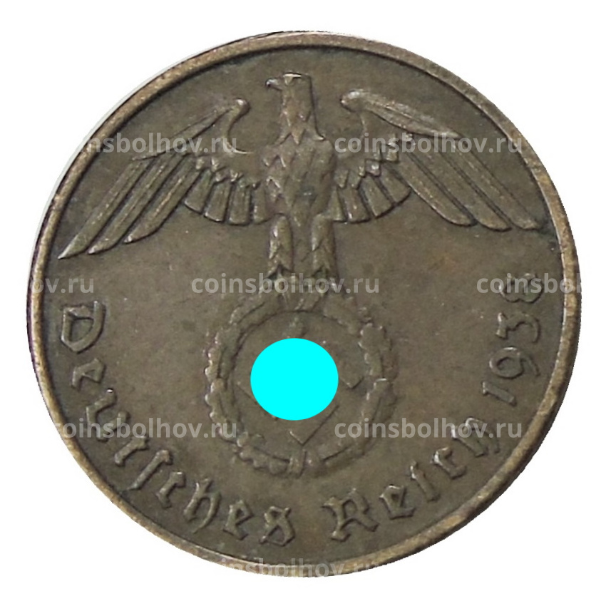 Монета 2 рейхспфеннига 1938 года A Германия
