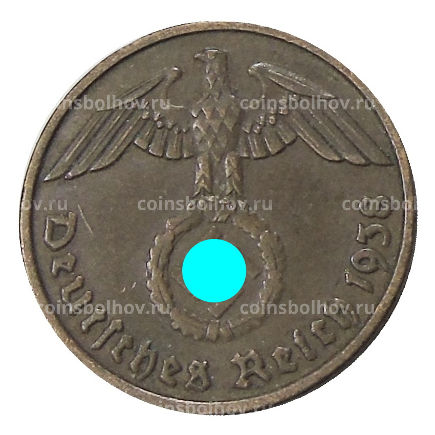 Монета 2 рейхспфеннига 1938 года D Германия