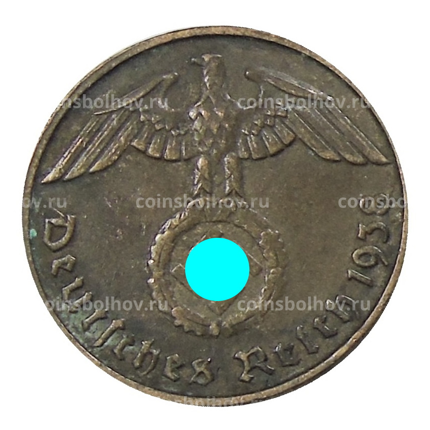 Монета 2 рейхспфеннига 1938 года D Германия