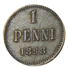 Монета 1 пенни 1898 года Русская Финляндия (аверс)