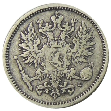 Монета 50 пенни 1891 года Русская Финляндия (реверс)