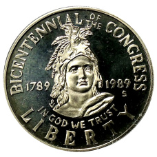 Монета 1/2 доллара (50 центов) 1989 года S США «200 лет Конгрессу» (аверс)