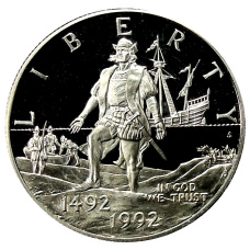 Монета 1/2 доллара (50 центов) 1992 года S США «500 лет путешествию Колумба» (аверс)