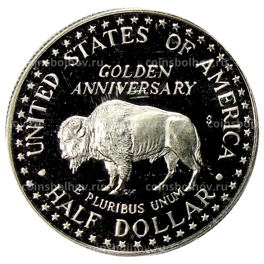 Монета 1/2 доллара (50 центов) 1991 года S США «50 лет Национальному мемориалу Рашмор» (вид 2)
