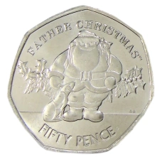 Монета 50 пенсов 2019 года Гибралтар «Дед Мороз и его собака» (аверс)