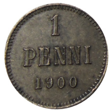 Монета 1 пенни 1900 года Русская Финляндия (аверс)