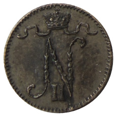Монета 1 пенни 1900 года Русская Финляндия (реверс)