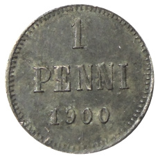 Монета 1 пенни 1900 года Русская Финляндия (аверс)