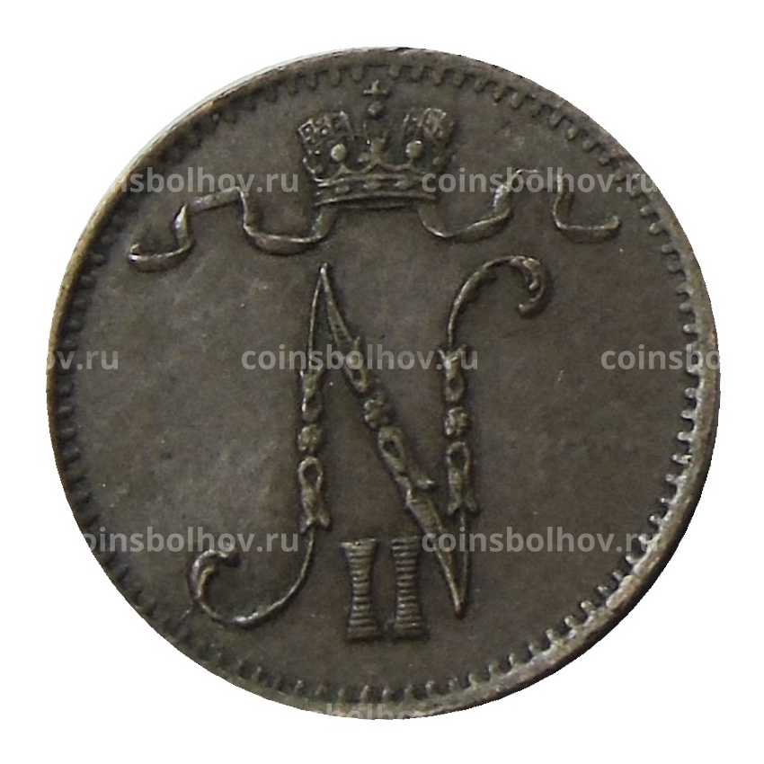 Монета 1 пенни 1902 года Русская Финляндия (вид 2)