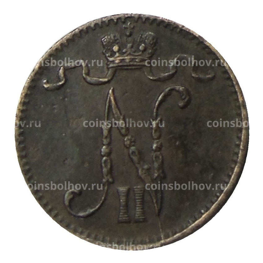 Монета 1 пенни 1901 года Русская Финляндия (вид 2)