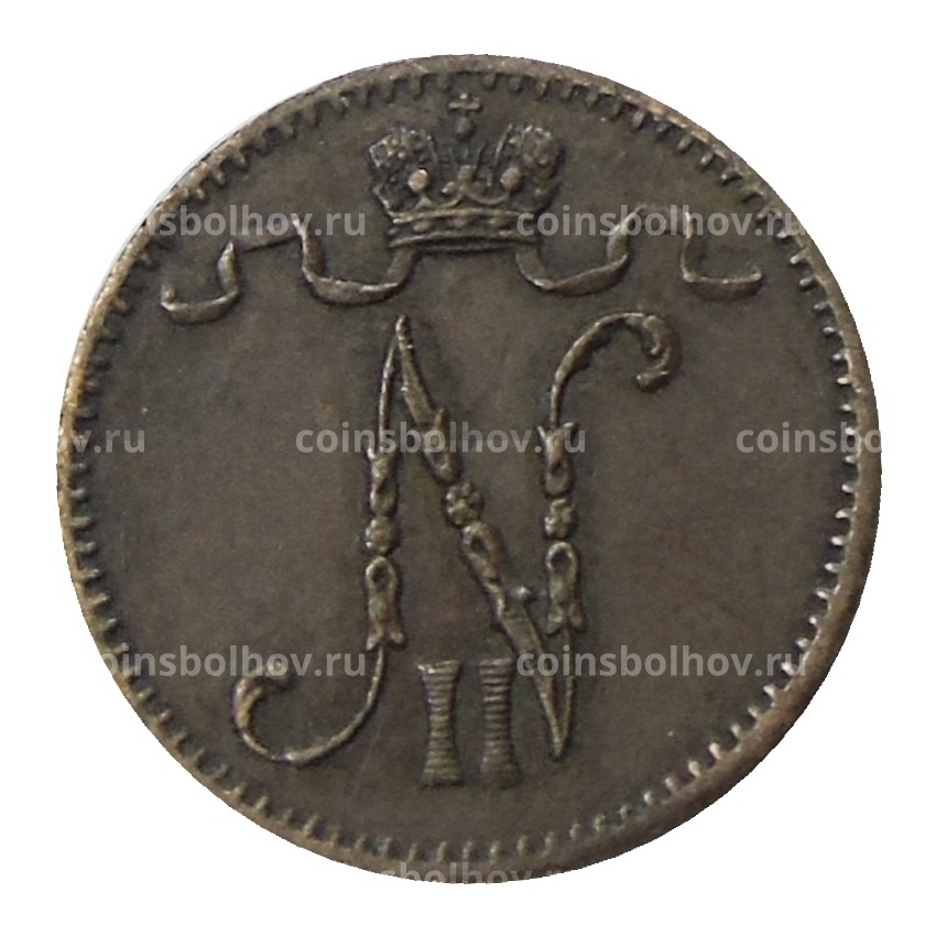 Монета 1 пенни 1905 года Русская Финляндия (вид 2)