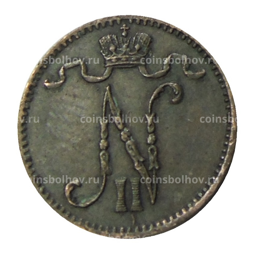 Монета 1 пенни 1907 года Русская Финляндия (вид 2)