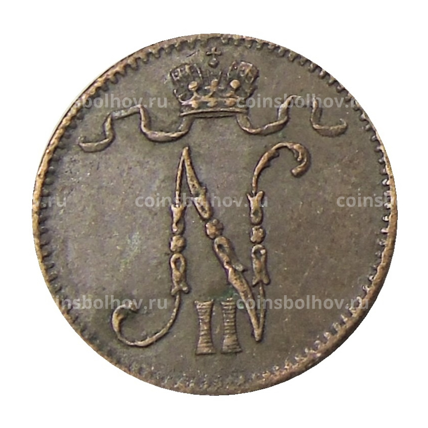 Монета 1 пенни 1907 года Русская Финляндия (вид 2)