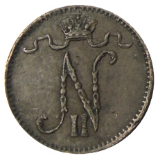 Монета 1 пенни 1907 года Русская Финляндия (реверс)