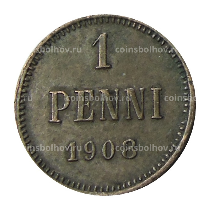 Монета 1 пенни 1908 года Русская Финляндия