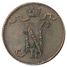 Монета 1 пенни 1909 года Русская Финляндия (реверс)