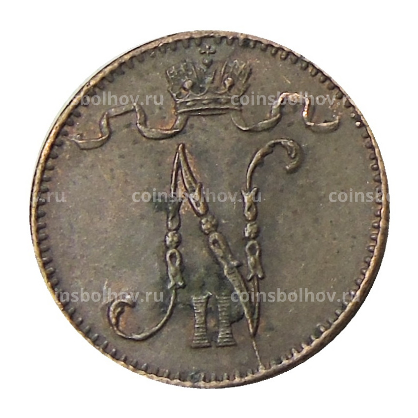 Монета 1 пенни 1909 года Русская Финляндия (вид 2)