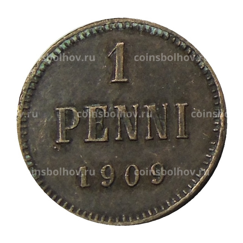 Монета 1 пенни 1909 года Русская Финляндия
