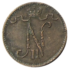 Монета 1 пенни 1909 года Русская Финляндия (реверс)