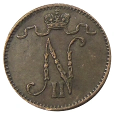 Монета 1 пенни 1909 года Русская Финляндия (реверс)