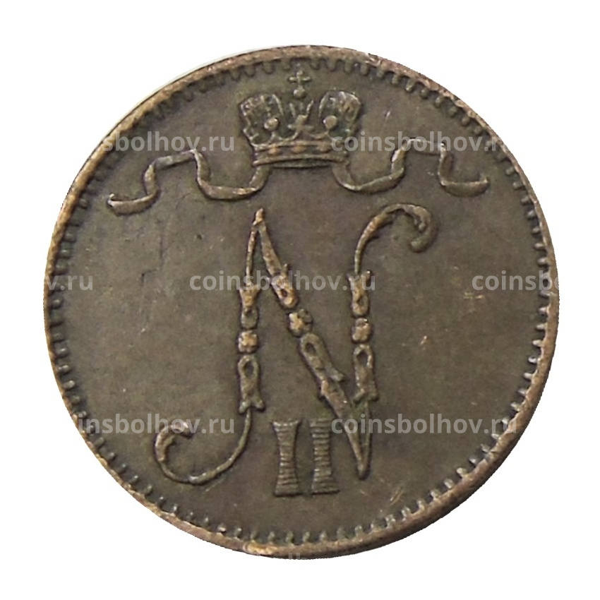 Монета 1 пенни 1909 года Русская Финляндия (вид 2)