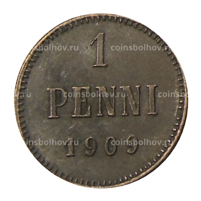 Монета 1 пенни 1909 года Русская Финляндия