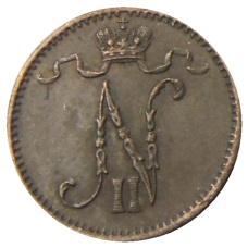 Монета 1 пенни 1909 года Русская Финляндия (реверс)