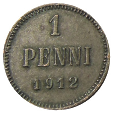 Монета 1 пенни 1912 года Русская Финляндия (аверс)