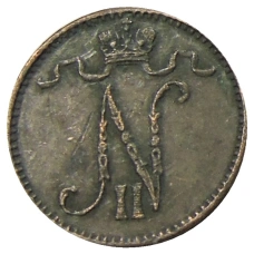 Монета 1 пенни 1912 года Русская Финляндия (реверс)